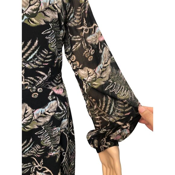 SOLD BANANA REPUBLIC Women Retro Button Up Flare Maxi Dress Floral High Tie Neck - Picture 4 of 12